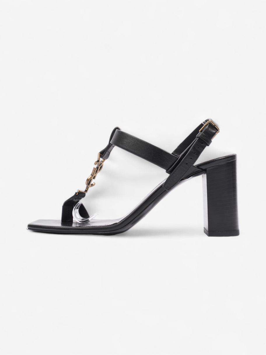 Saint Laurent Cassandre Heeled Sandals 75mm Black / Gold Leather EU 39 UK 6 Image 5