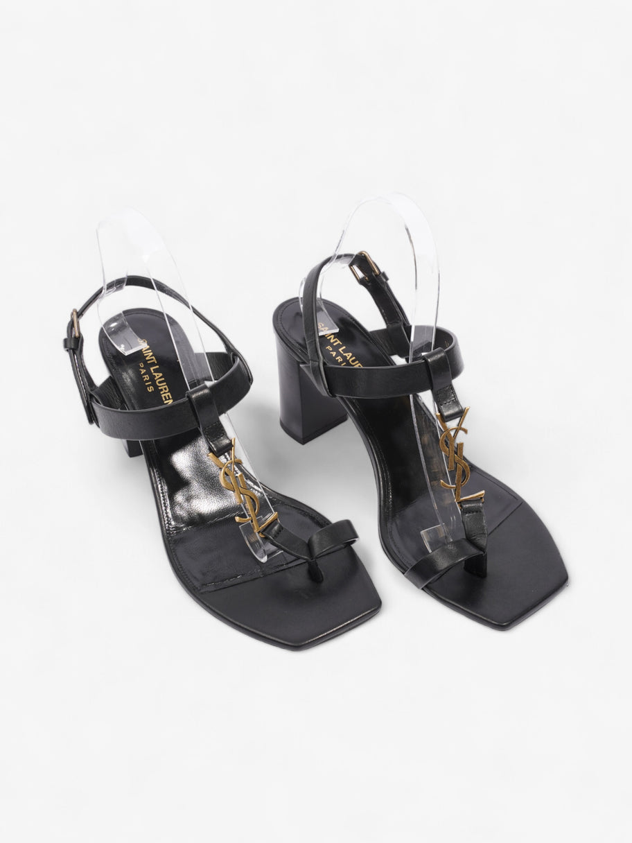 Saint Laurent Cassandre Heeled Sandals 75mm Black / Gold Leather EU 39 UK 6 Image 8