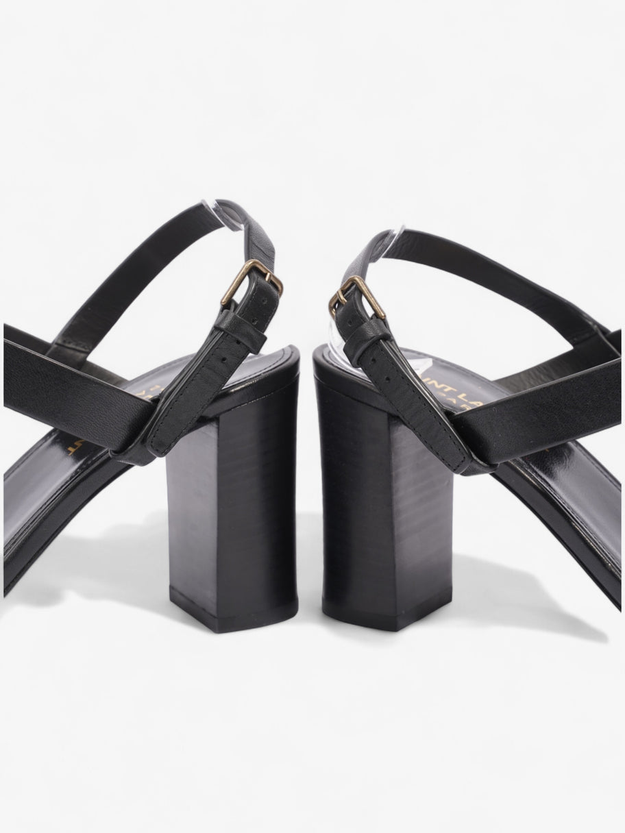 Saint Laurent Cassandre Heeled Sandals 75mm Black / Gold Leather EU 39 UK 6 Image 9