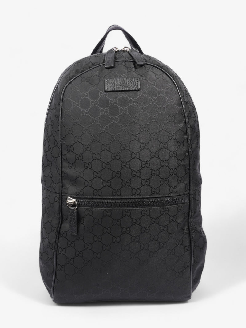  Gucci Double Zip Backpack Black / GG Supreme Nylon