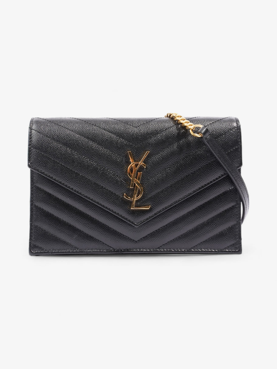 Saint Laurent Cassandre Chain Wallet Black Calfskin Leather Image 1