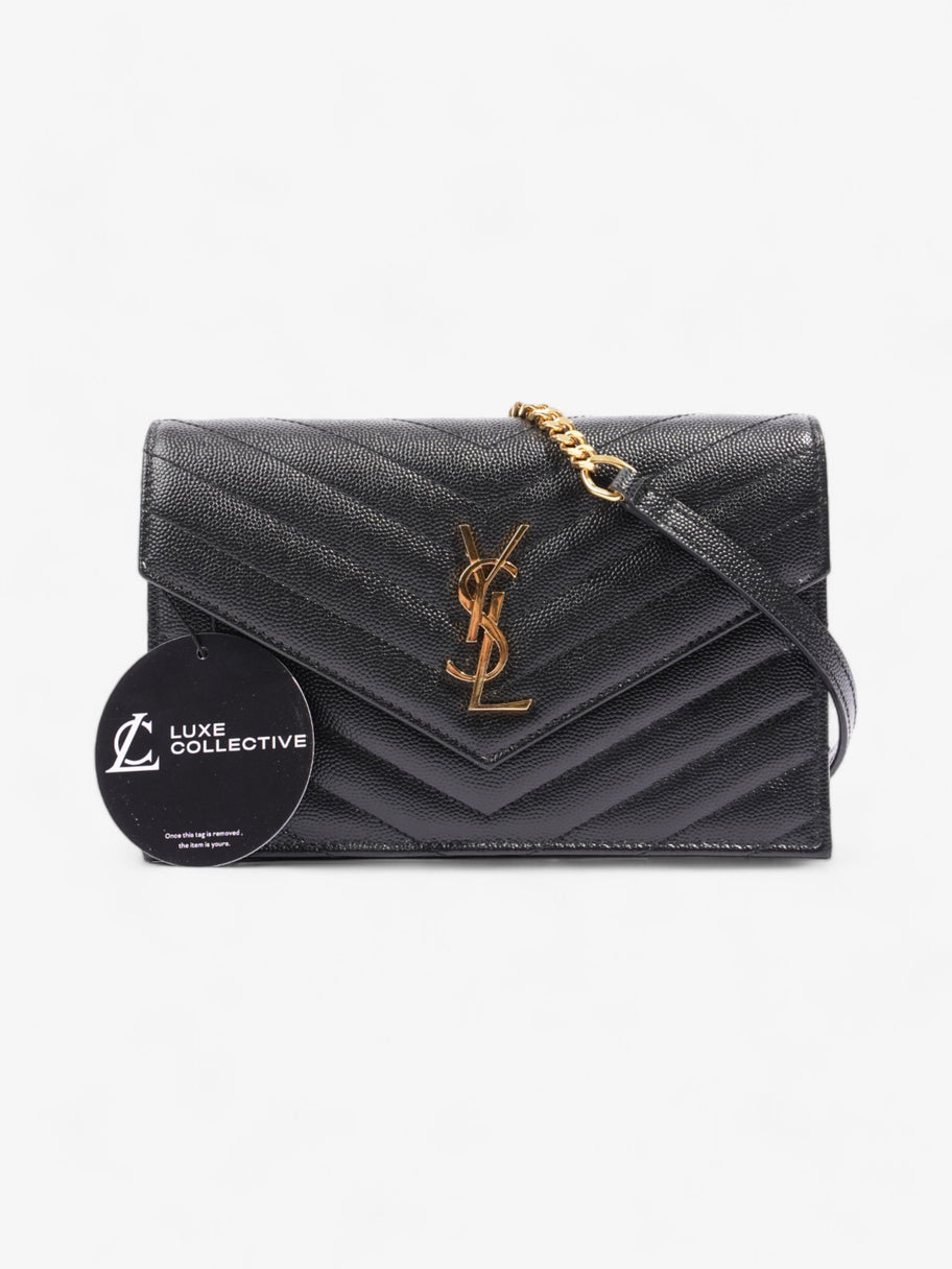 Saint Laurent Cassandre Chain Wallet Black Calfskin Leather Image 8