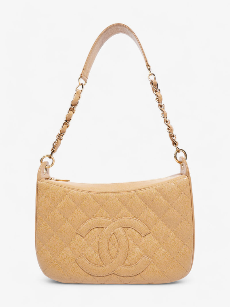  Chanel Timeless CC Shoulder Bag Beige Caviar Leather