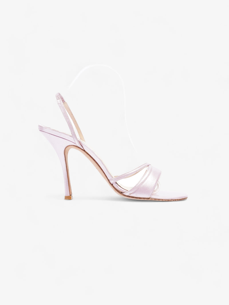  Jimmy Choo Slingback Sandals  80mm Metallic Pink Leather EU 39 UK 6