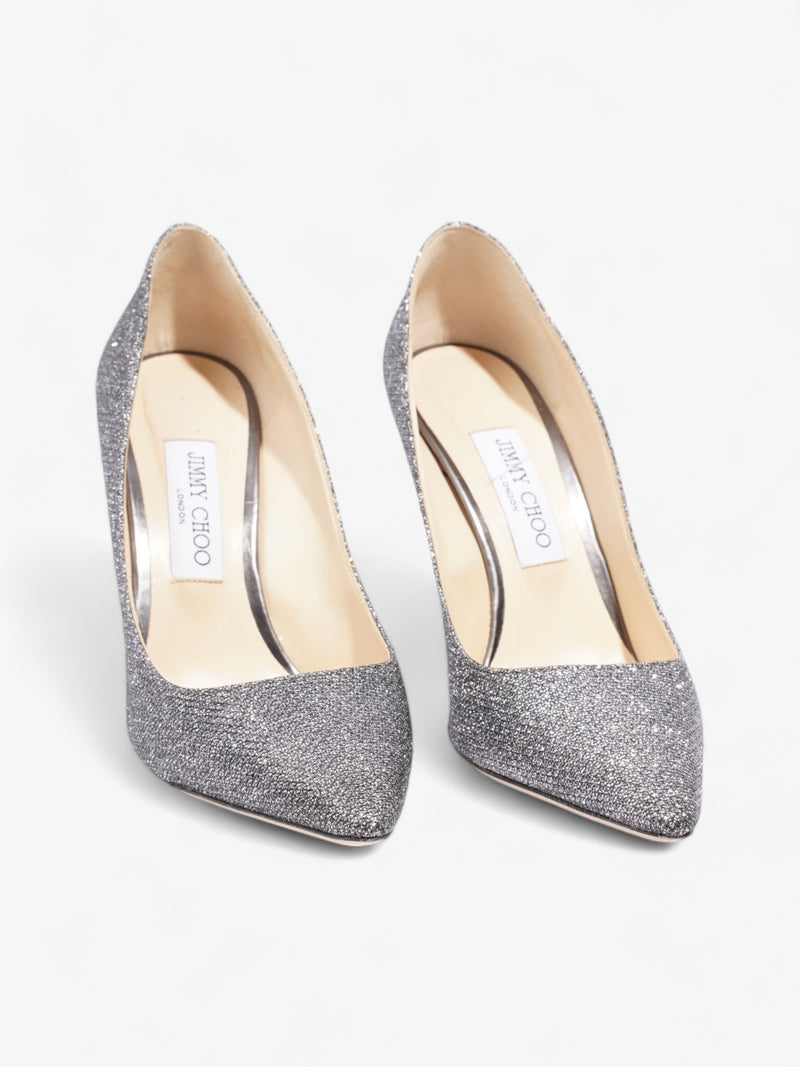  Romy Heels 100mm Silver Glitter EU 39 UK 6