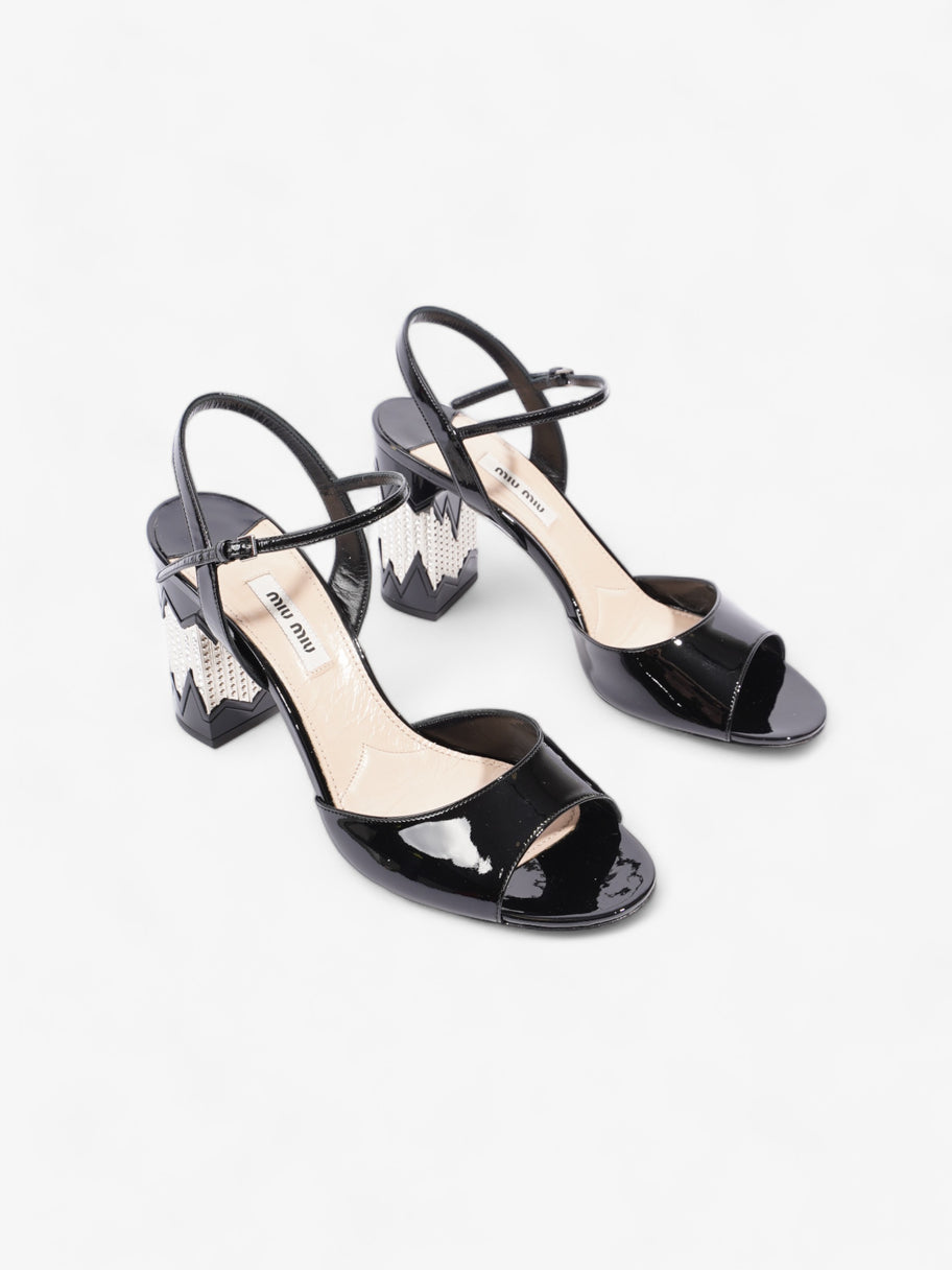 Miu Miu Slingback Sandals with Crystal Embellished Heel 75mm Black Patent Leather EU 40 UK 7 Image 2