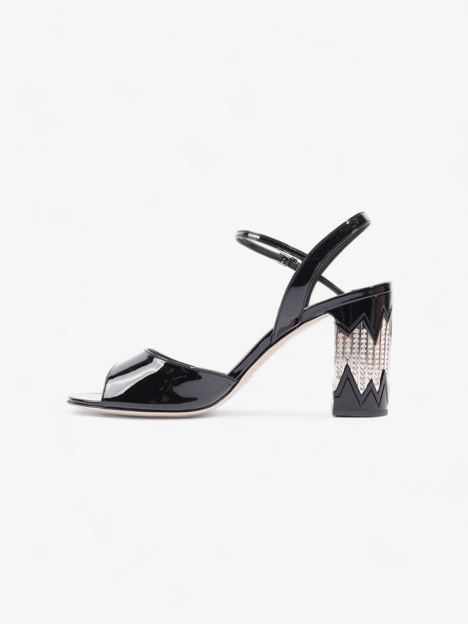 Miu Miu Slingback Sandals with Crystal Embellished Heel 75mm Black Patent Leather EU 40 UK 7 Image 3