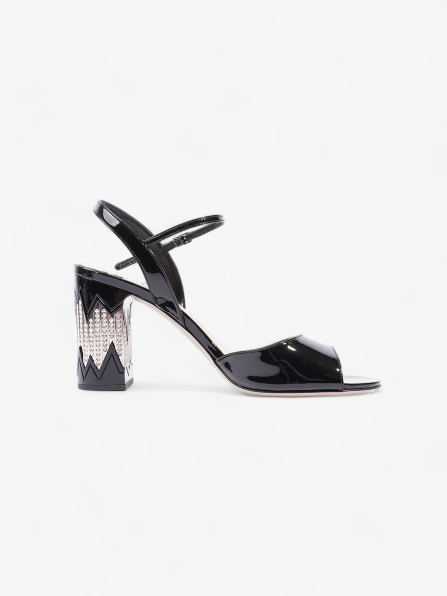 Miu Miu Slingback Sandals with Crystal Embellished Heel 75mm Black Patent Leather EU 40 UK 7 Image 4