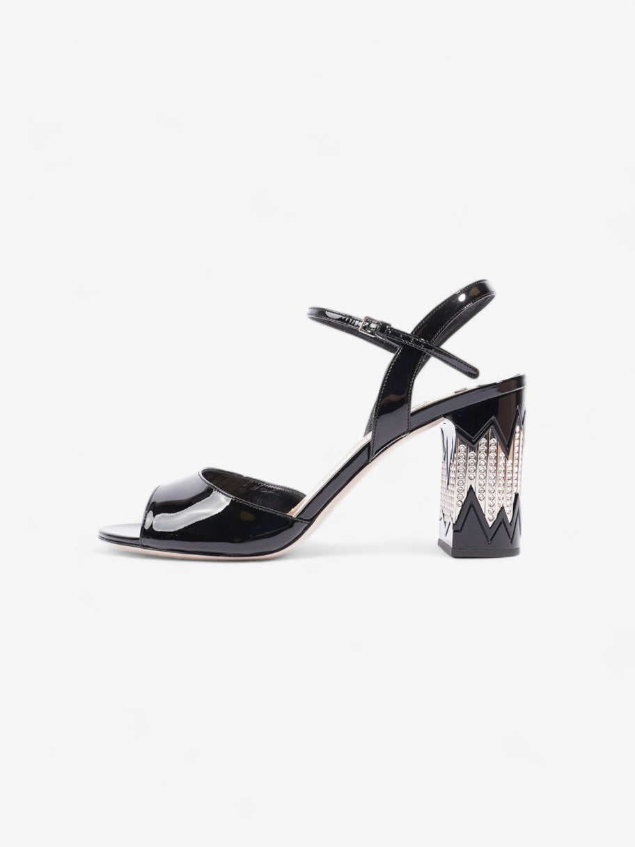 Miu Miu Slingback Sandals with Crystal Embellished Heel 75mm Black Patent Leather EU 40 UK 7 Image 5