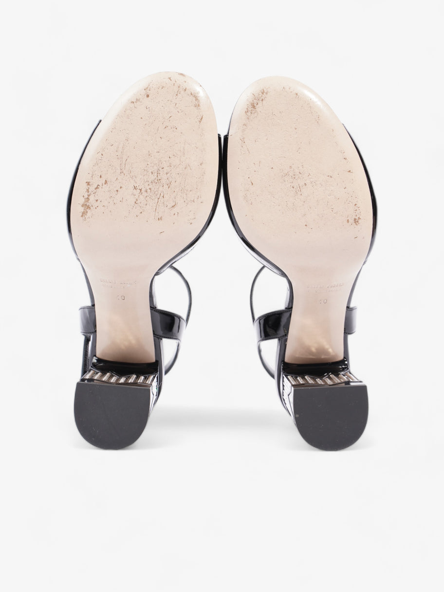 Miu Miu Slingback Sandals with Crystal Embellished Heel 75mm Black Patent Leather EU 40 UK 7 Image 7