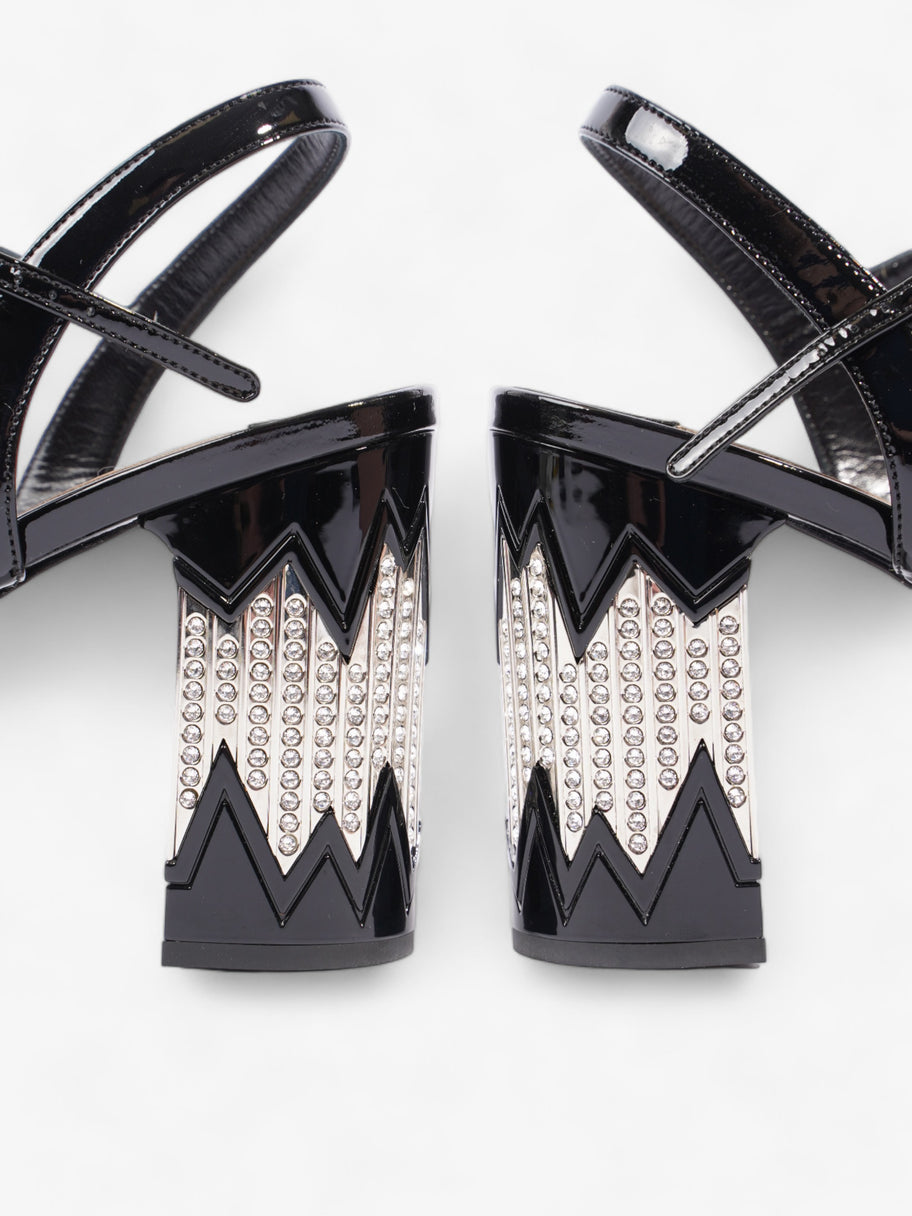 Miu Miu Slingback Sandals with Crystal Embellished Heel 75mm Black Patent Leather EU 40 UK 7 Image 9