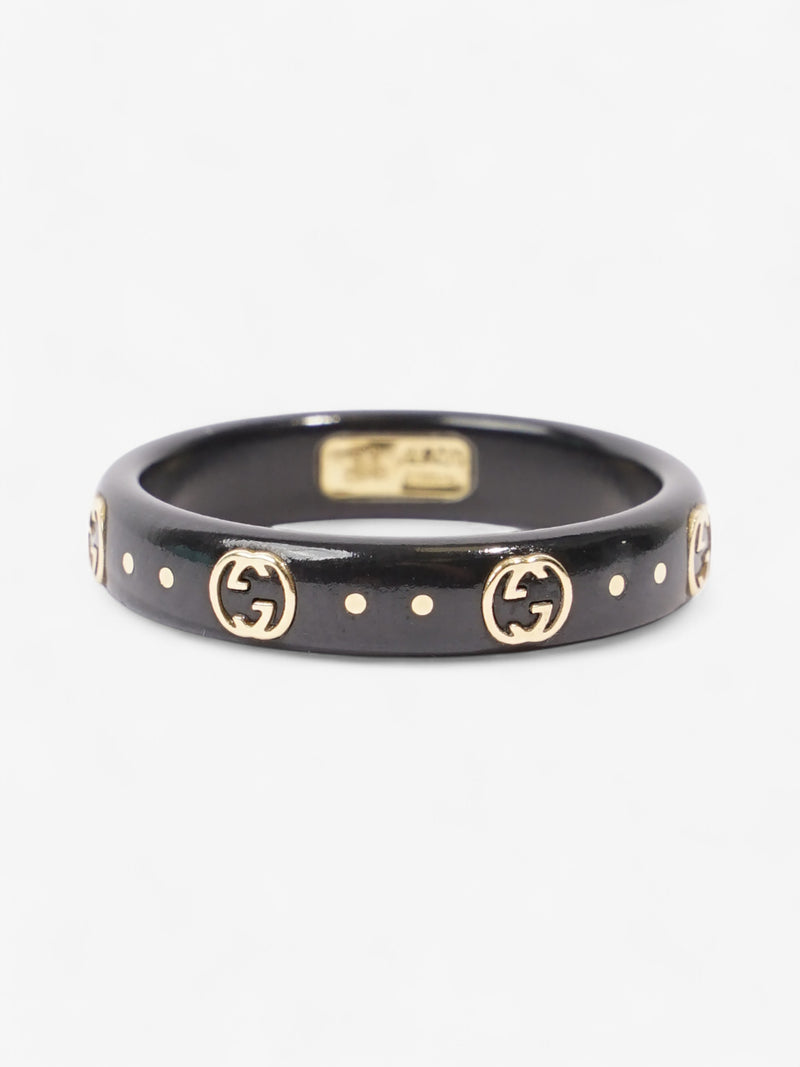  Gucci GG Icon Ring Black / Yellow Gold Base Metal 15 (Circumference - 55mm)