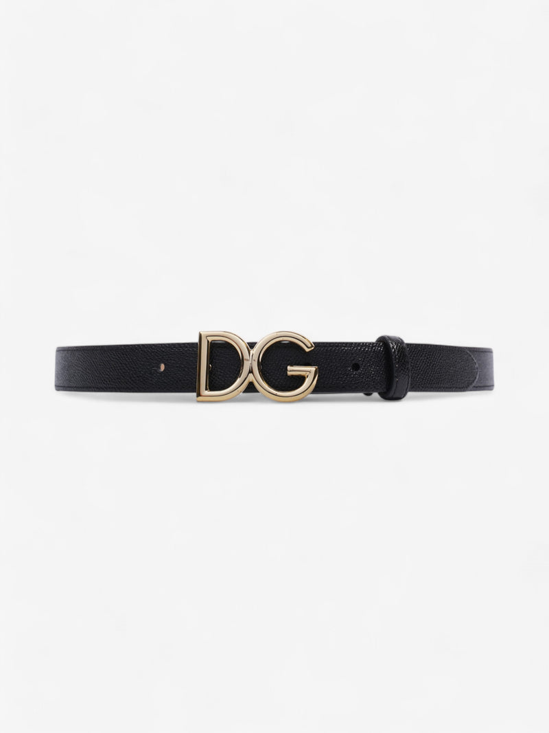  Dolce and Gabbana DG Logo Belt Black / Gold Leather 85cm / 34