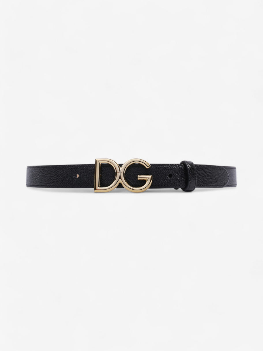 Dolce and Gabbana DG Logo Belt Black / Gold Leather 85cm / 34