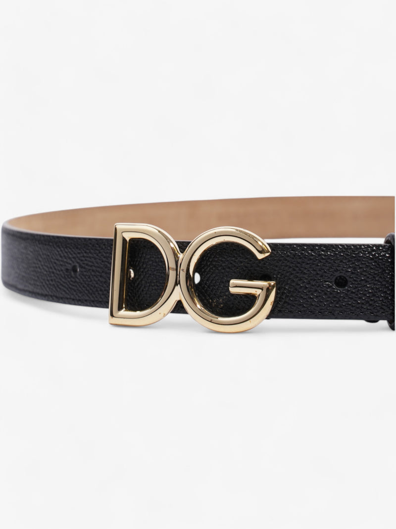  Dolce and Gabbana DG Logo Belt Black / Gold Leather 85cm / 34