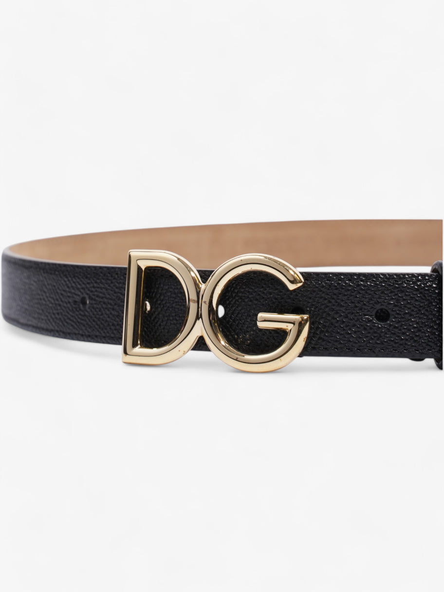 Dolce and Gabbana DG Logo Belt Black / Gold Leather 85cm / 34