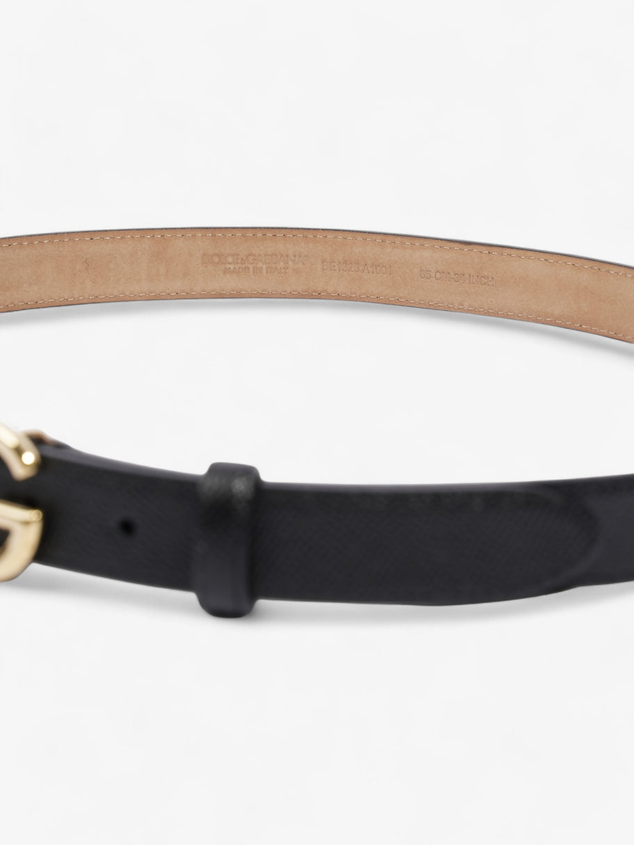 Dolce and Gabbana DG Logo Belt Black / Gold Leather 85cm / 34