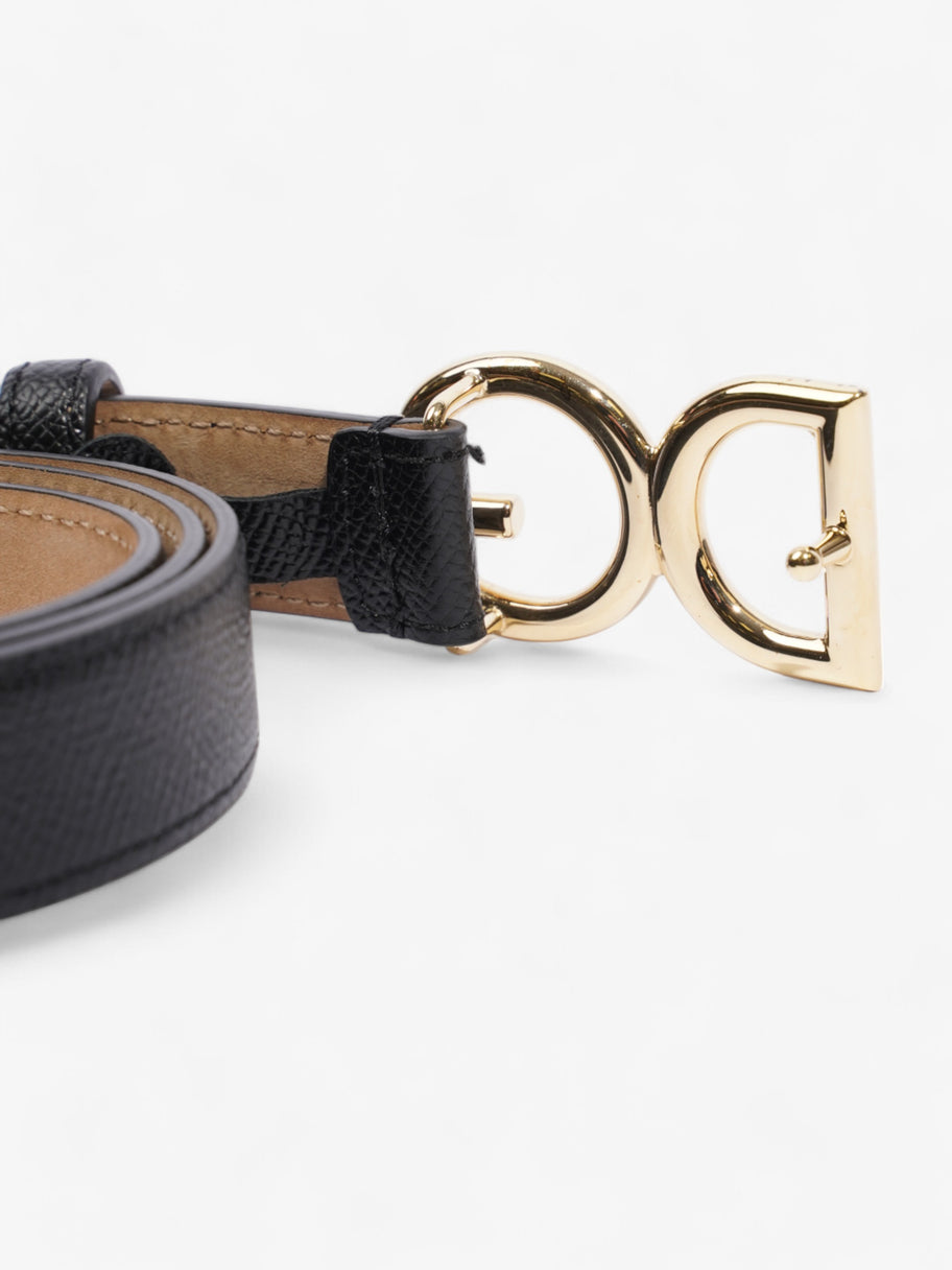 Dolce and Gabbana DG Logo Belt Black / Gold Leather 85cm / 34