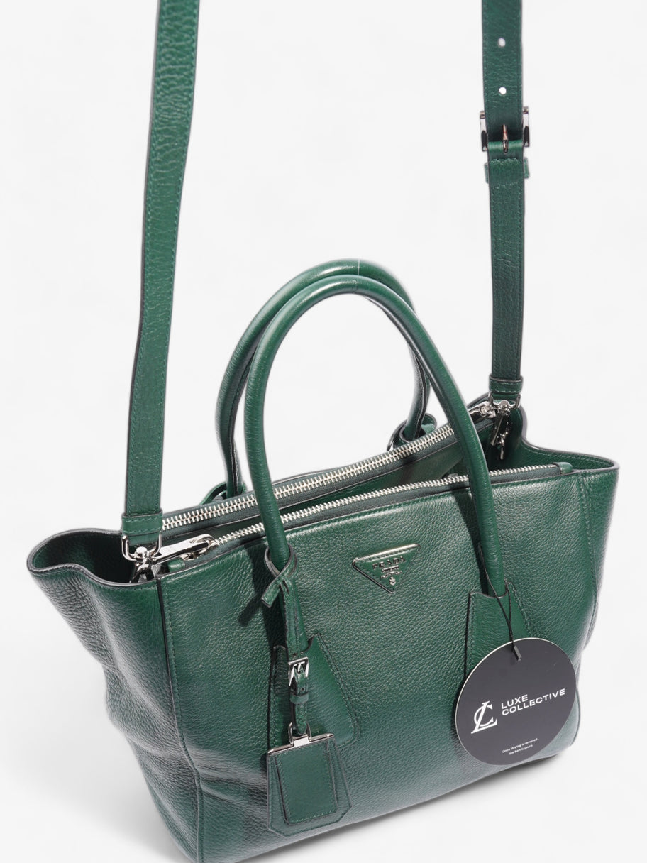 Double Zip Tote Green Saffiano Leather Image 9