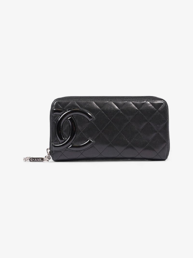  Chanel CC Cambon Long Zipper Bifold Wallet Black Leather