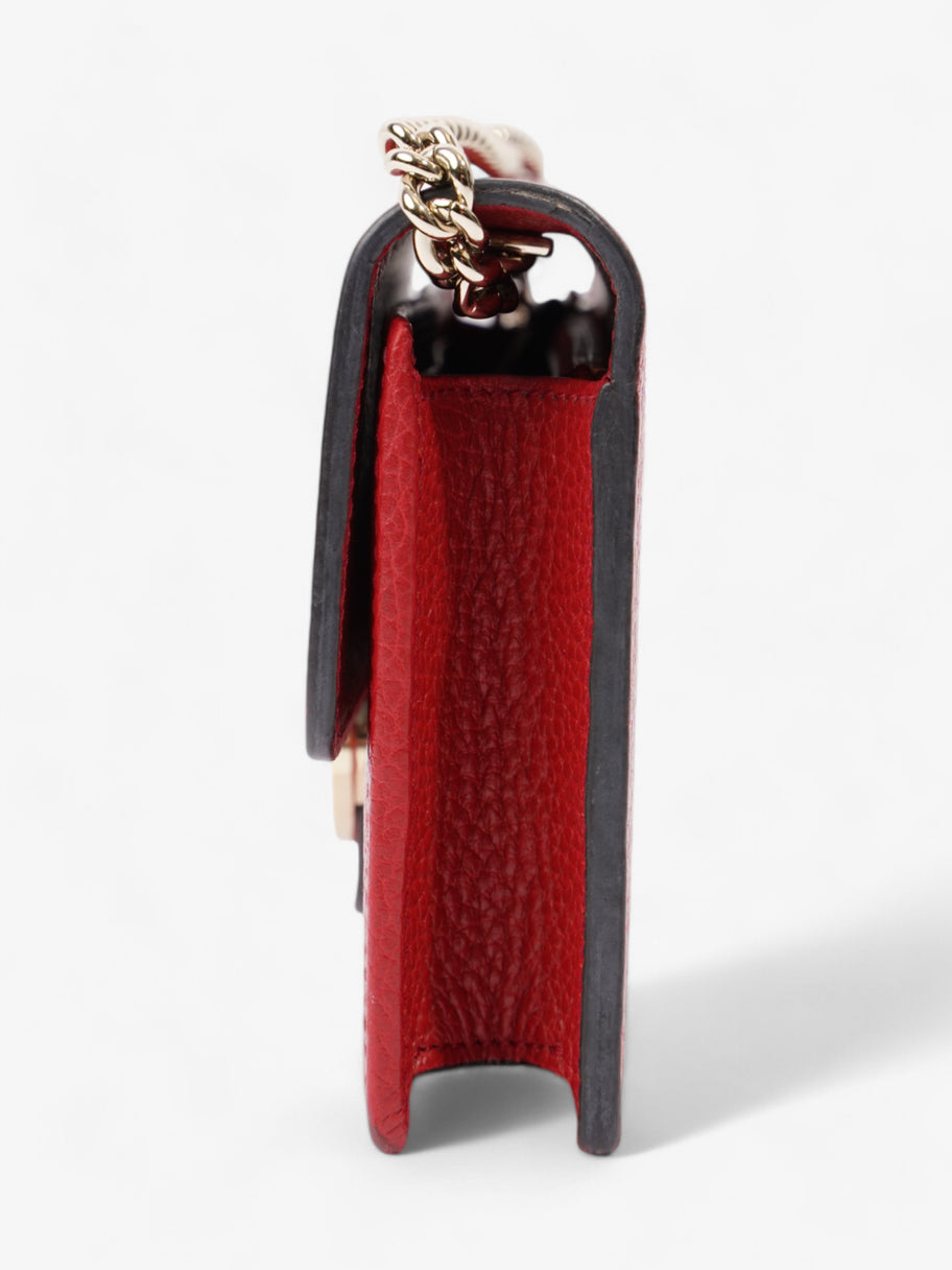 Gucci Interlocking G Leather Chain Wallet Red Leather Image 3