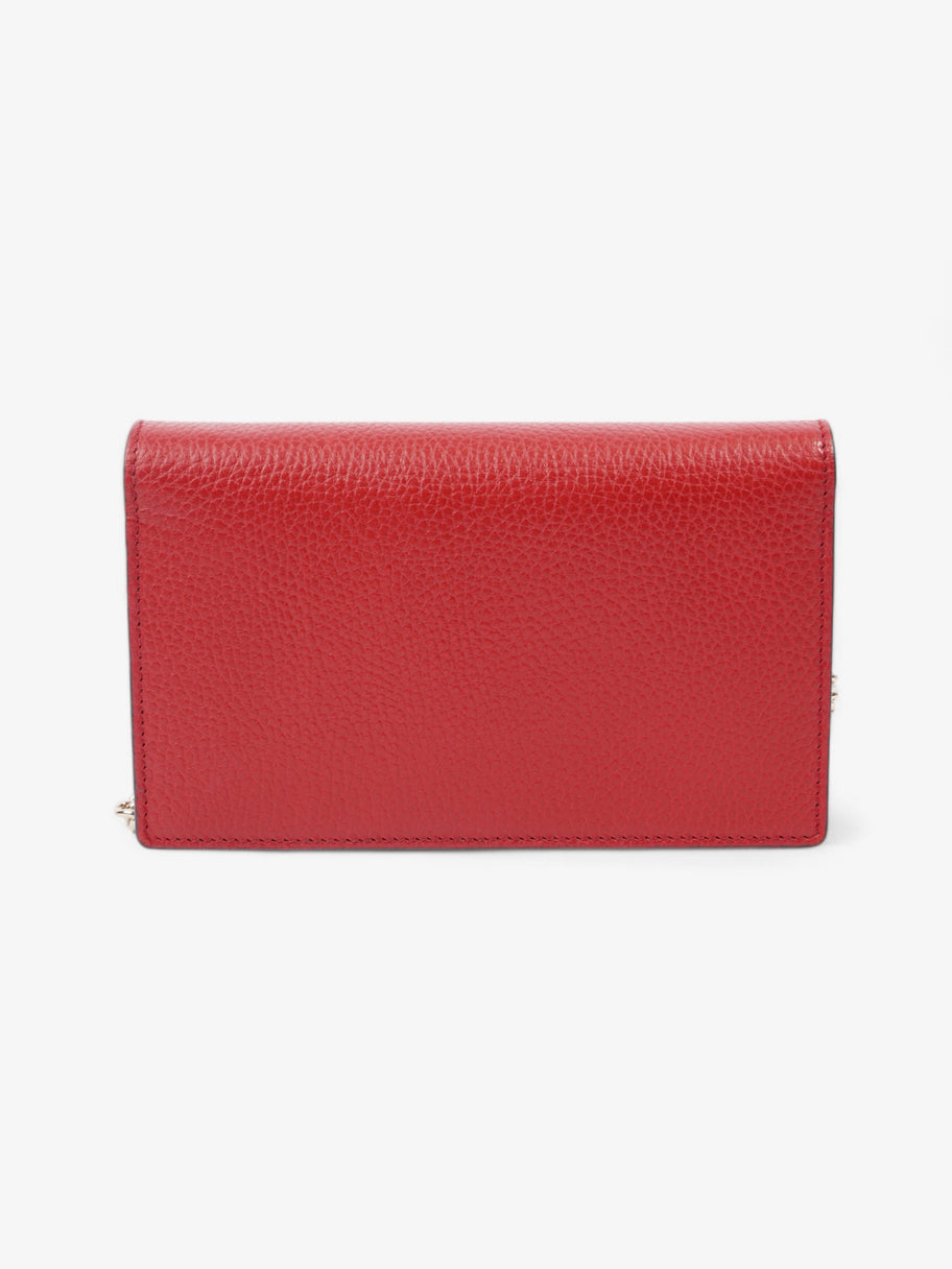 Gucci Interlocking G Leather Chain Wallet Red Leather Image 4