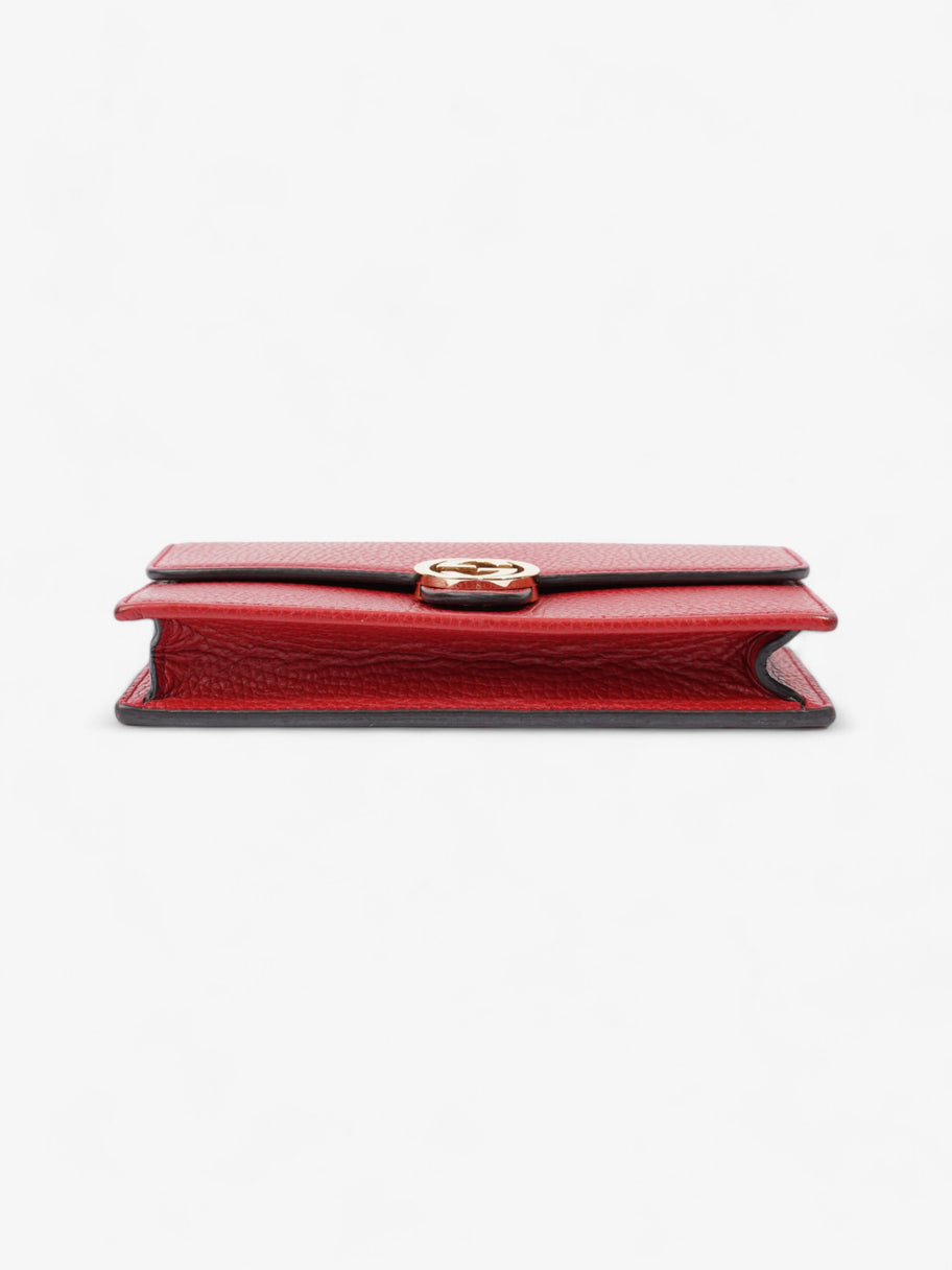 Gucci Interlocking G Leather Chain Wallet Red Leather Image 6