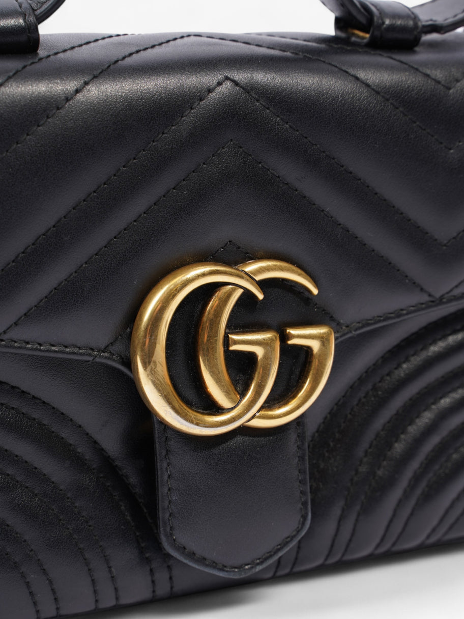 Gucci GG Marmont Top Handle Bag Black Matelasse Leather Mini Image 7