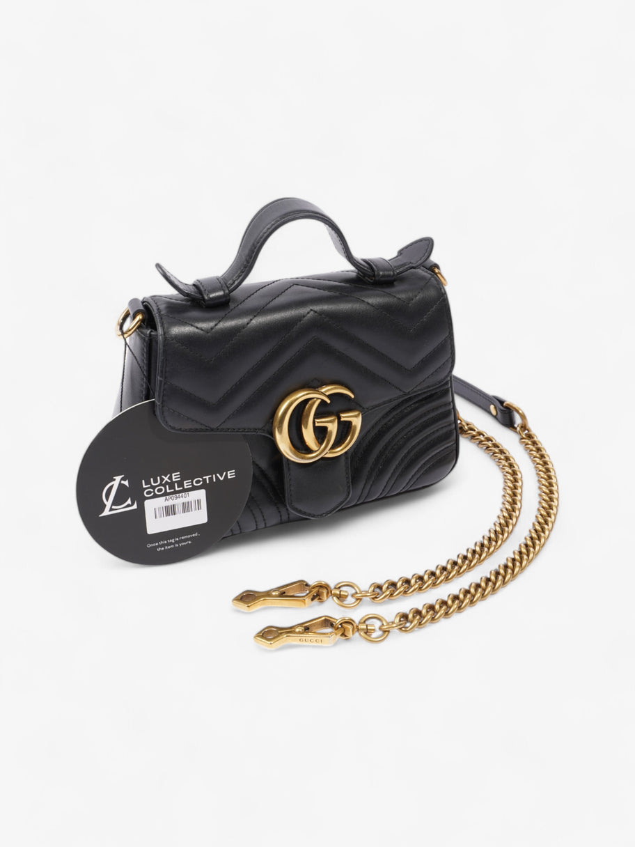 Gucci GG Marmont Top Handle Bag Black Matelasse Leather Mini Image 10