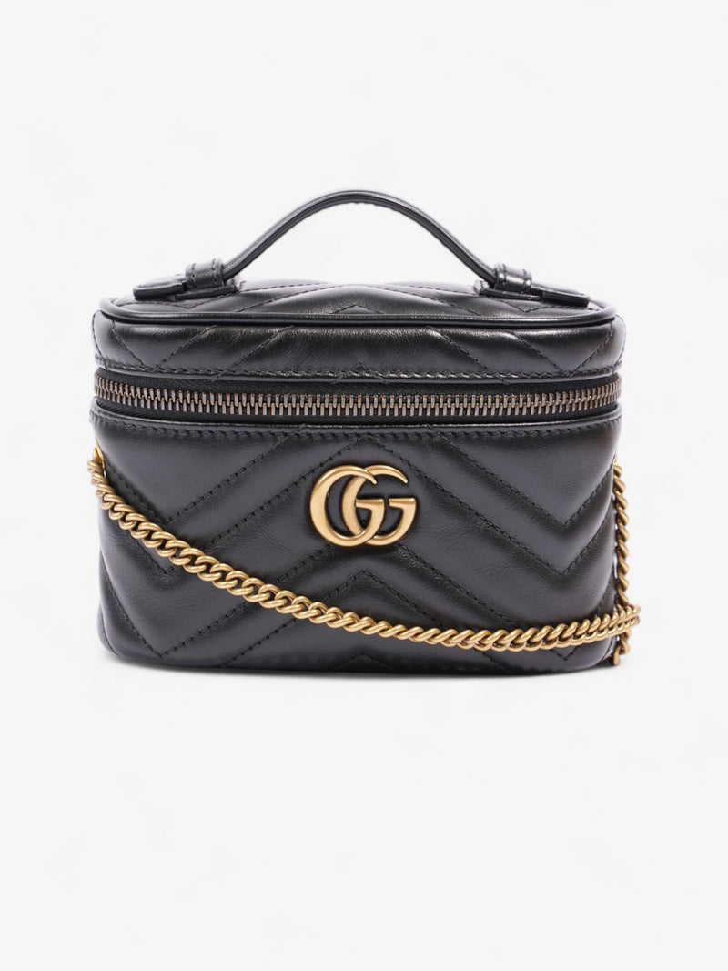  Gucci GG Marmont Vanity Black Matelasse Leather Mini