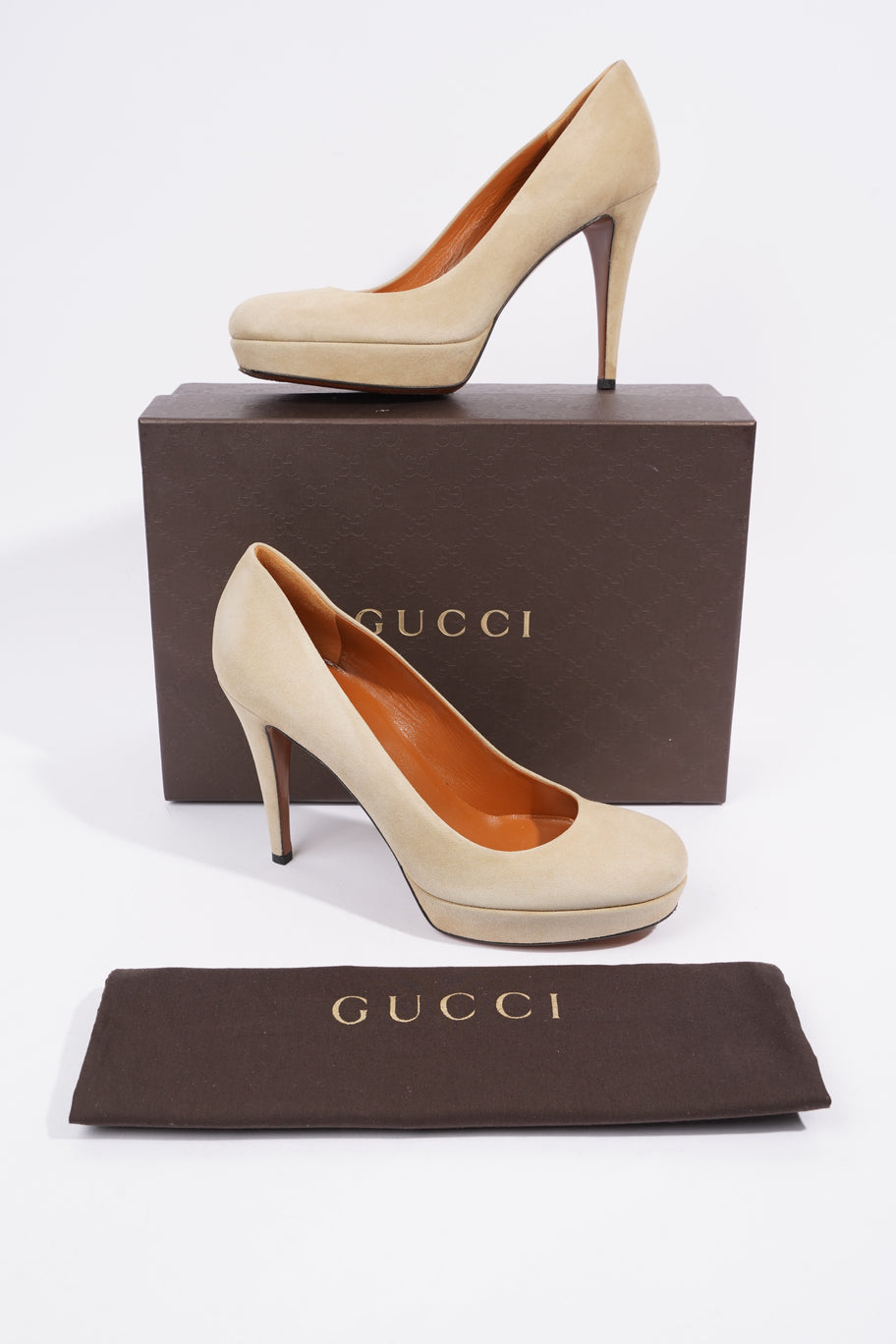 Gucci Platform Pump 100 Cream Suede EU 38.5 UK 5.5 Image 9