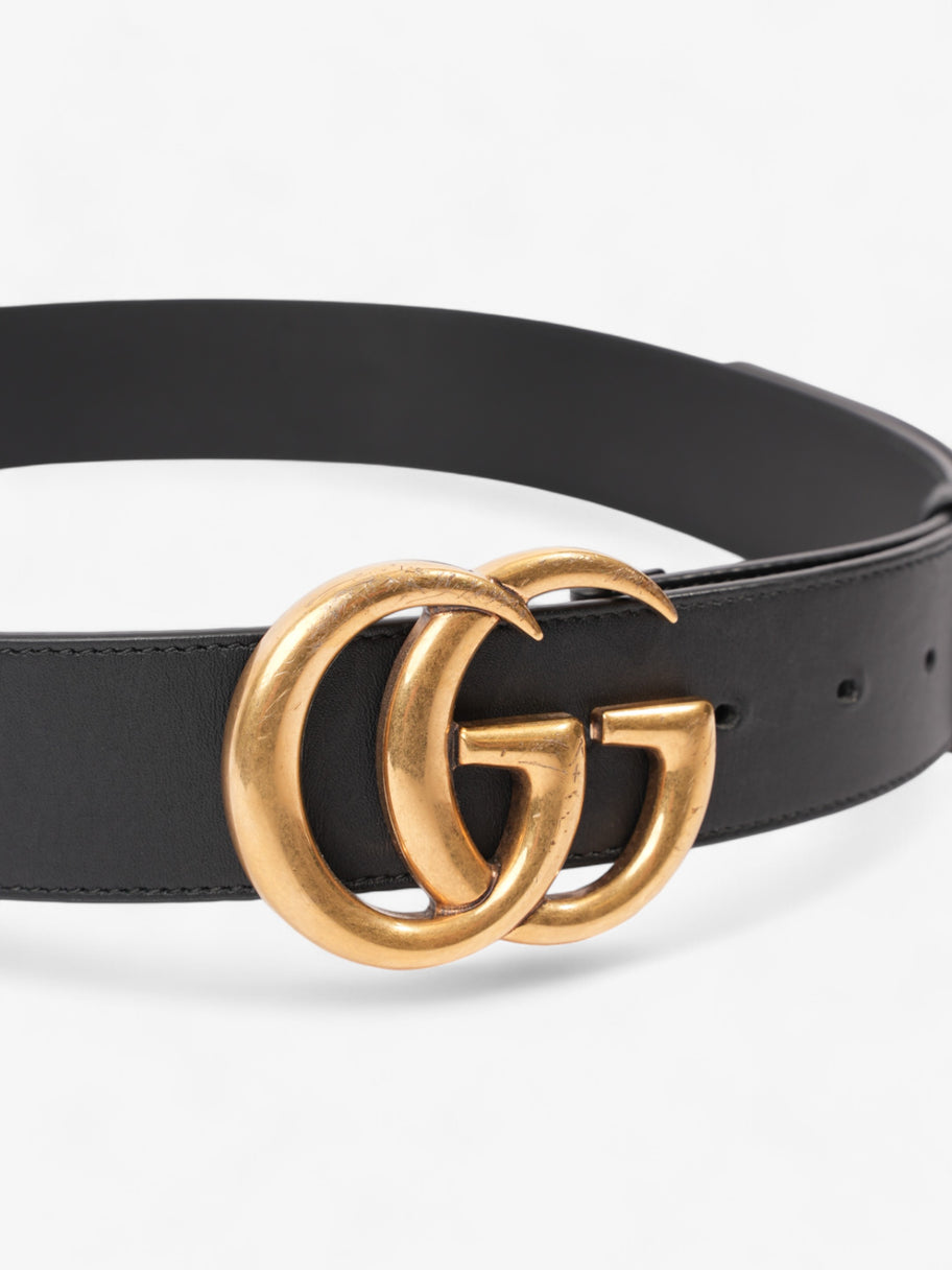 Gucci GG Marmont 2015 Re-Edition Wide Belt Black / Gold Leather 90cm / 36