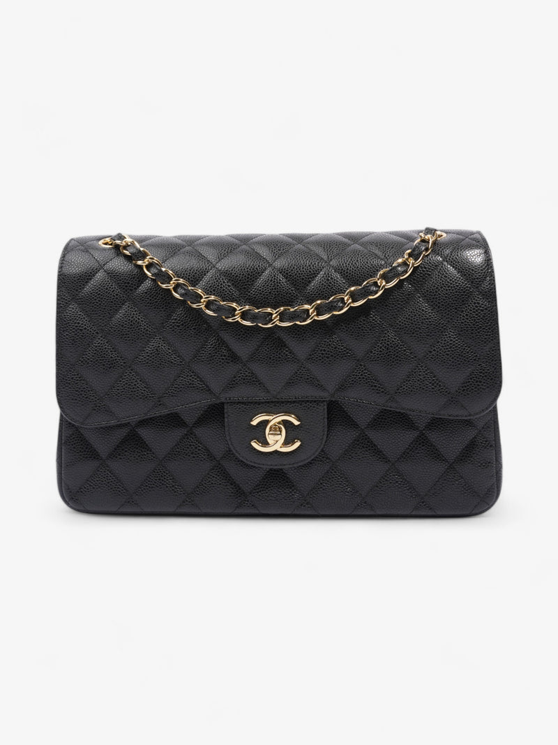  Chanel Classic Double Flap Black Caviar Leather Jumbo