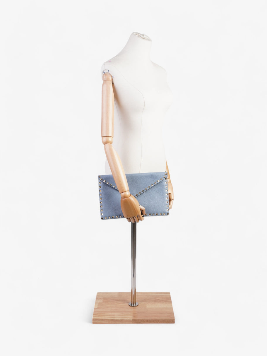 Valentino Rockstud Clutch Baby Blue Leather Image 2