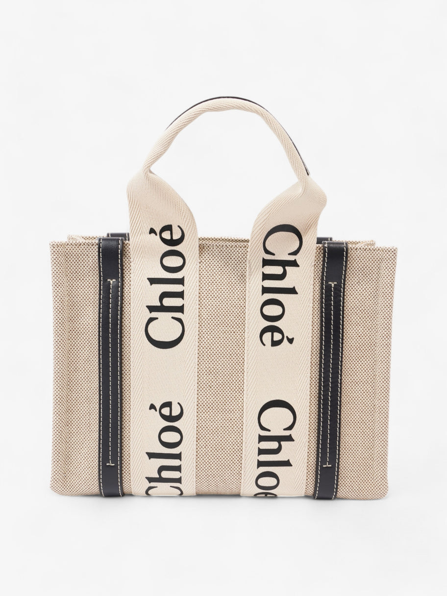 Chloe Woody Tote White / Blue Canvas Small Image 4