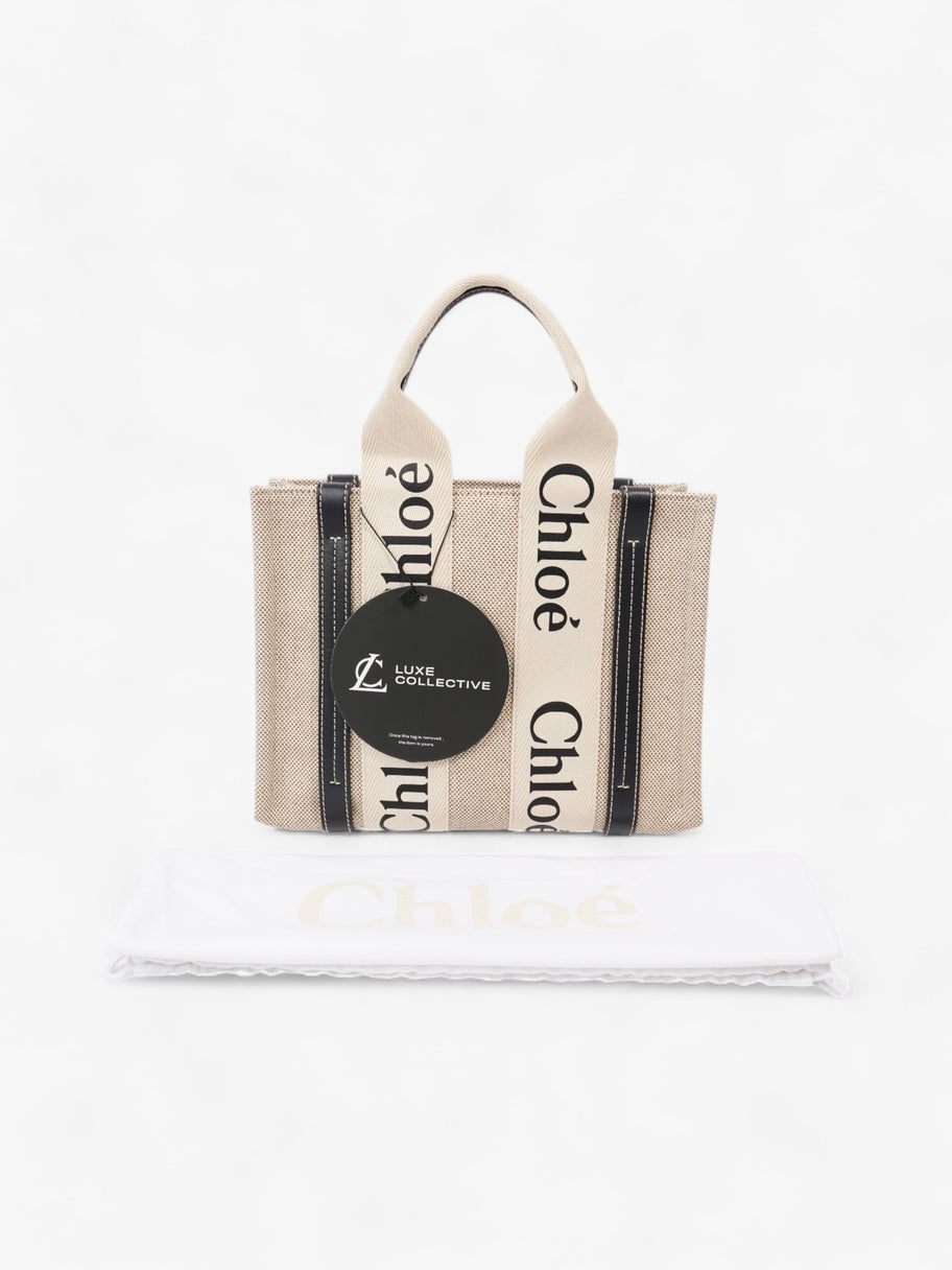 Chloe Woody Tote White / Blue Canvas Small Image 9