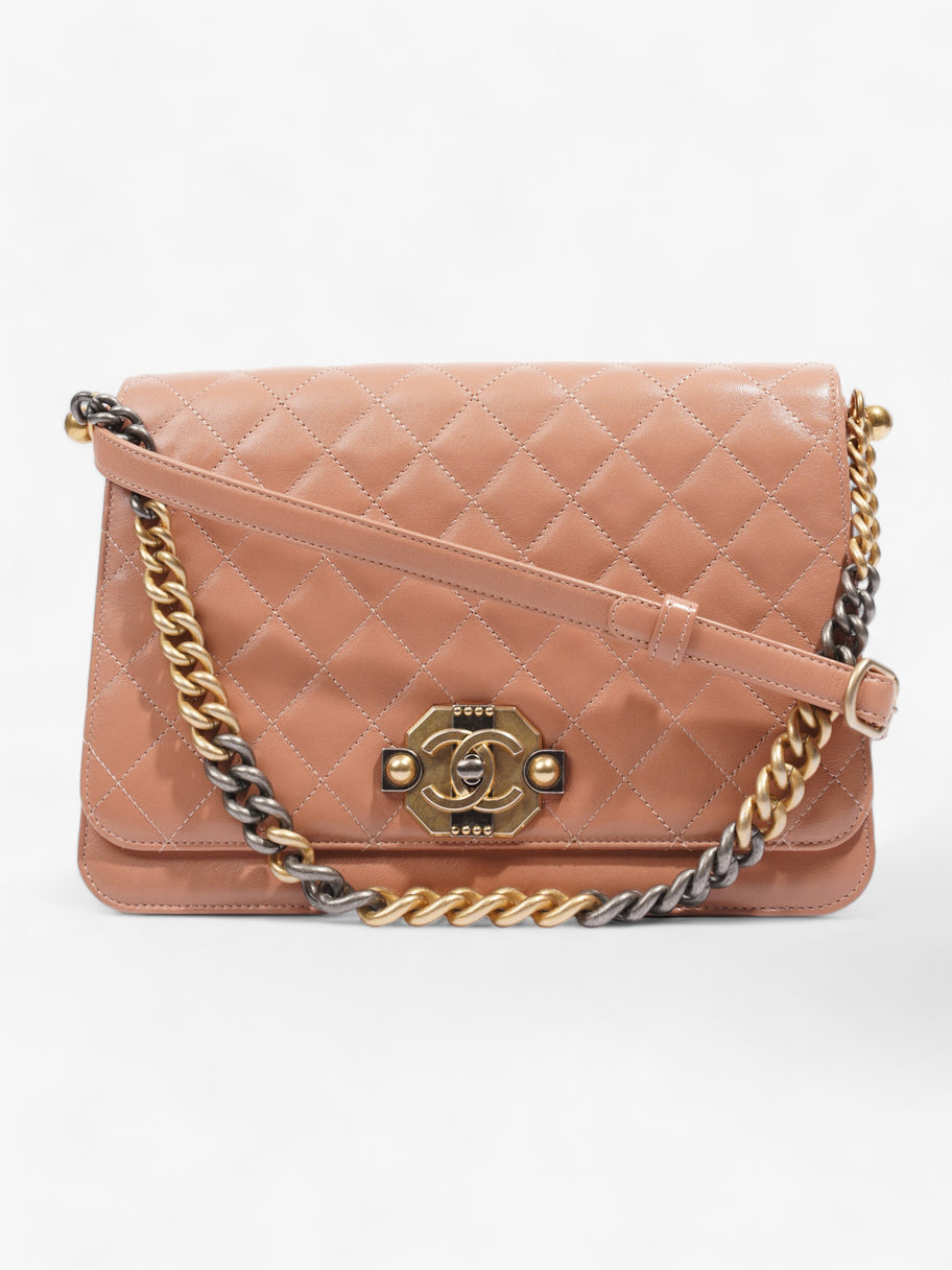 Quilted Diamond Flap Pink Leather Image 5