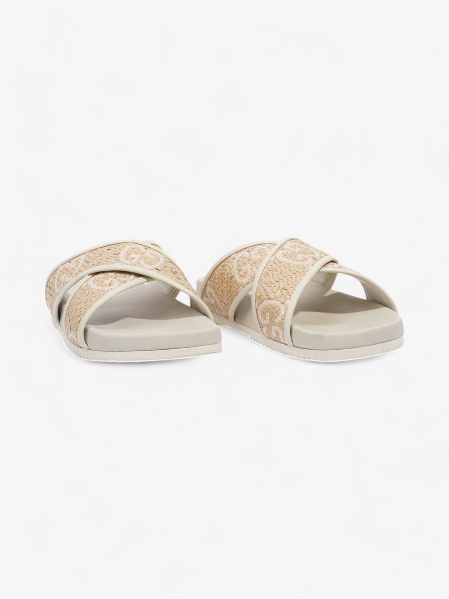 Gucci GG Crossover Sandals White / Natural / Baby Pink Raffia EU 39 UK 6 Image 2