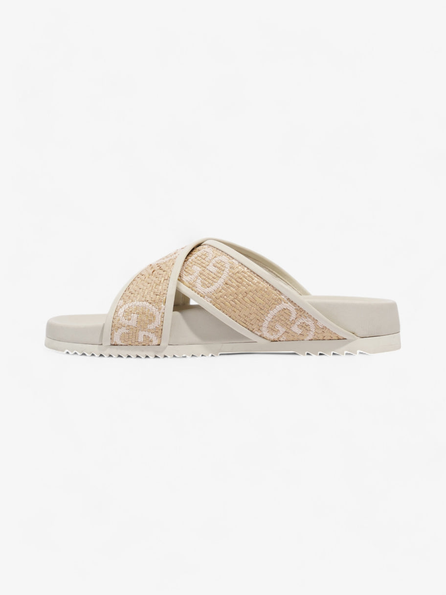 Gucci GG Crossover Sandals White / Natural / Baby Pink Raffia EU 39 UK 6 Image 3