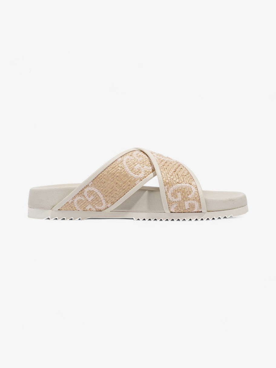 Gucci GG Crossover Sandals White / Natural / Baby Pink Raffia EU 39 UK 6 Image 4