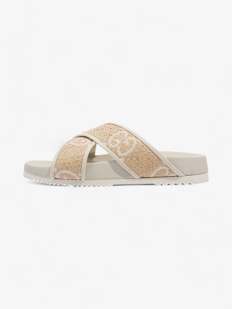 Gucci GG Crossover Sandals White / Natural / Baby Pink Raffia EU 39 UK 6 Image 5