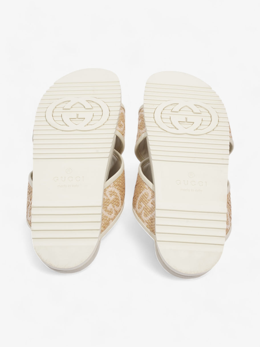 Gucci GG Crossover Sandals White / Natural / Baby Pink Raffia EU 39 UK 6 Image 7