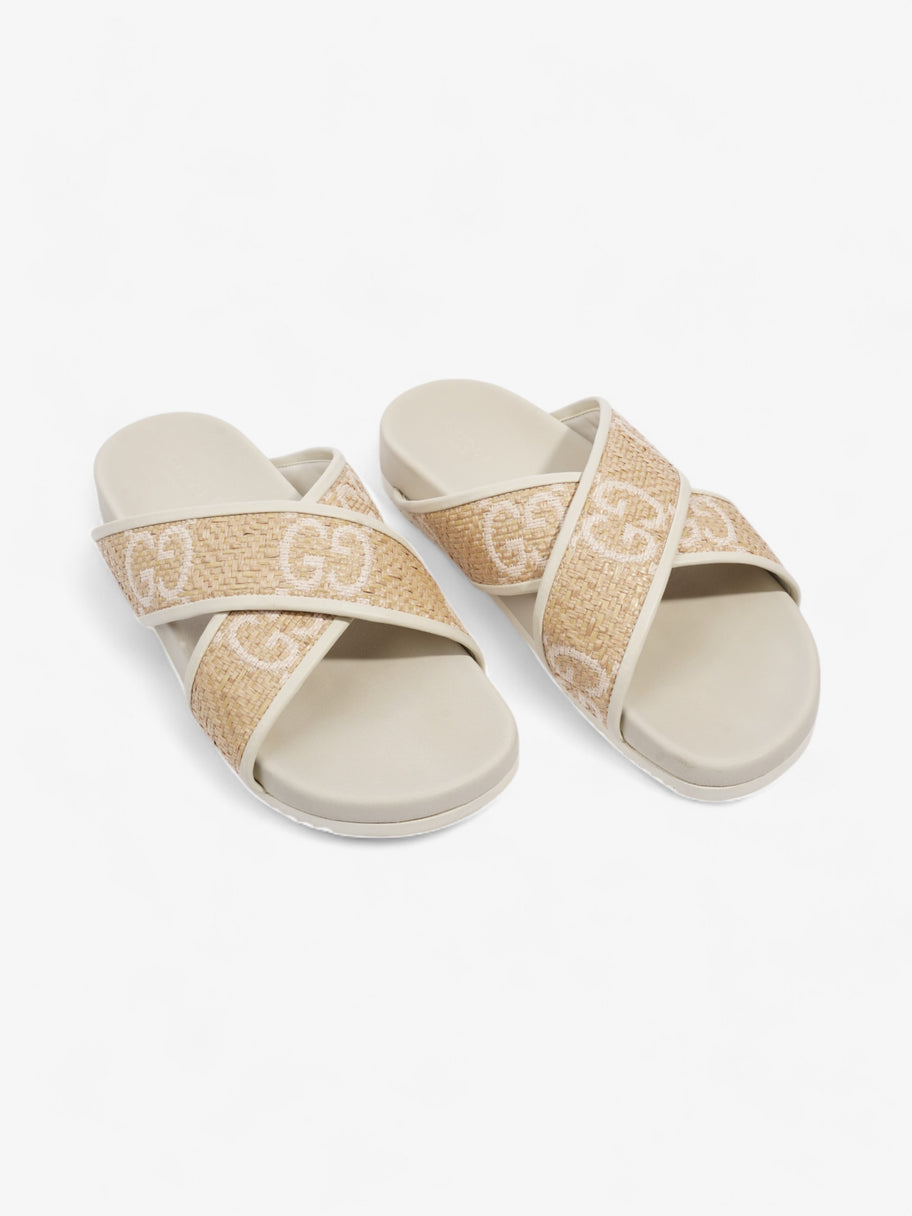 Gucci GG Crossover Sandals White / Natural / Baby Pink Raffia EU 39 UK 6 Image 8