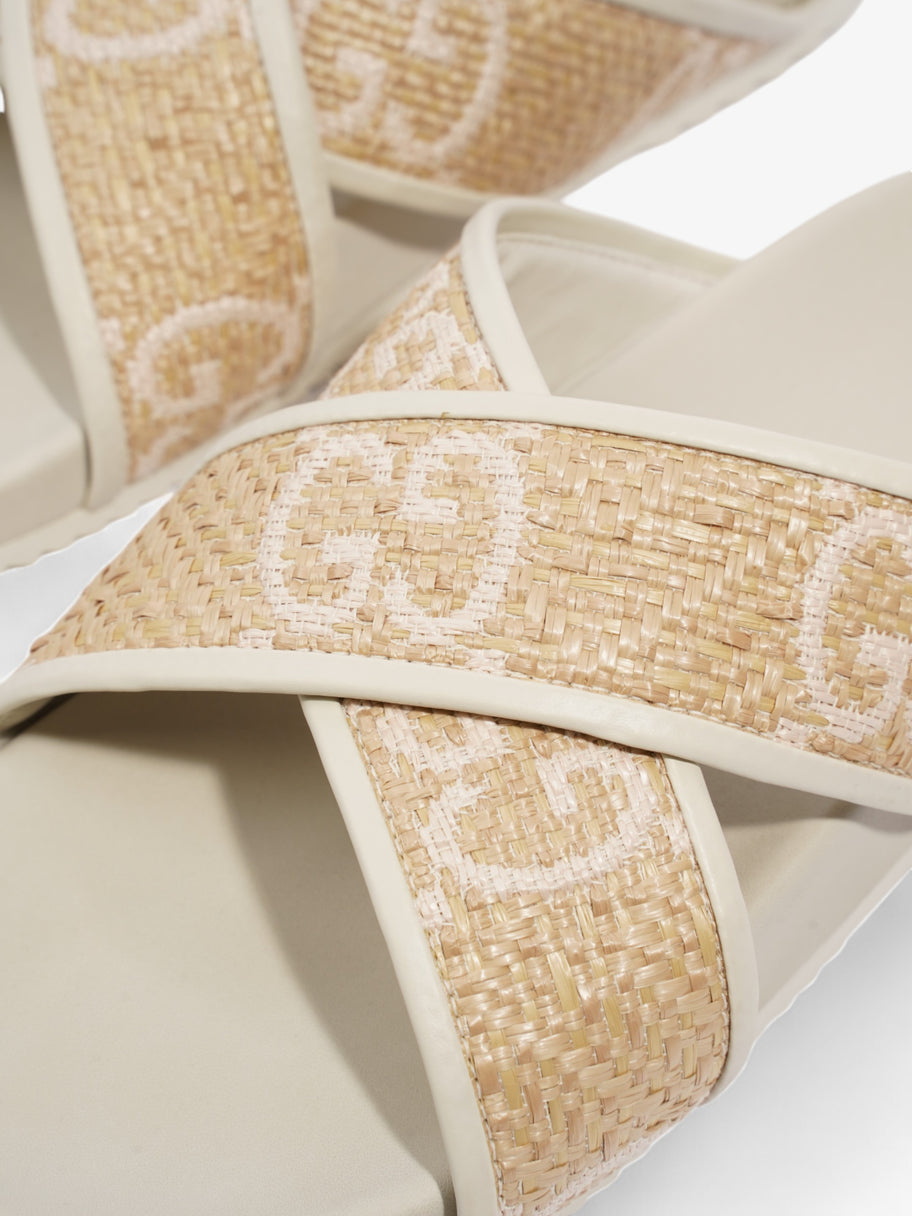 Gucci GG Crossover Sandals White / Natural / Baby Pink Raffia EU 39 UK 6 Image 9