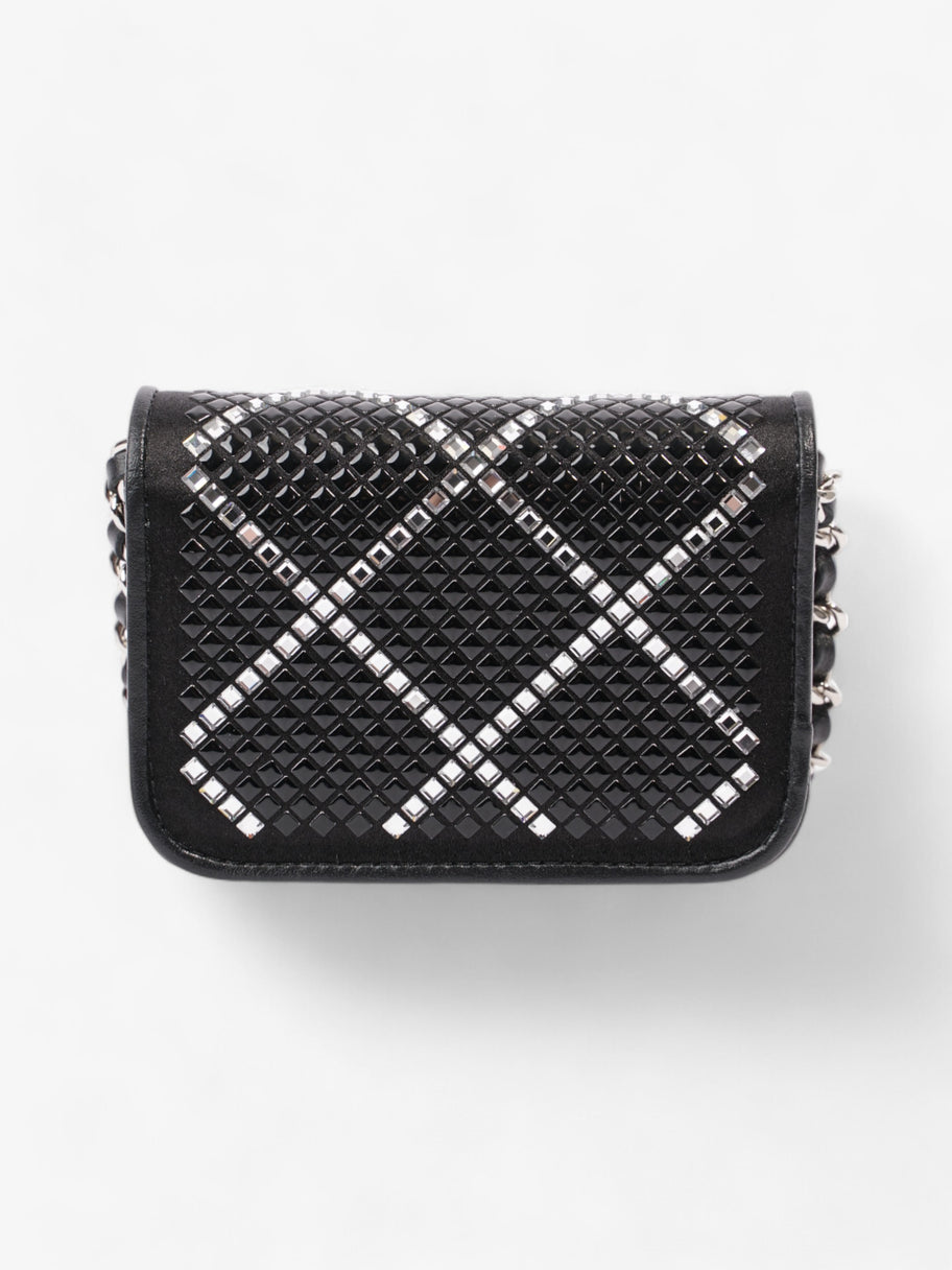 Chanel CC Flap Card Holder on Chain Embellished Black / White Leather Mini Image 4