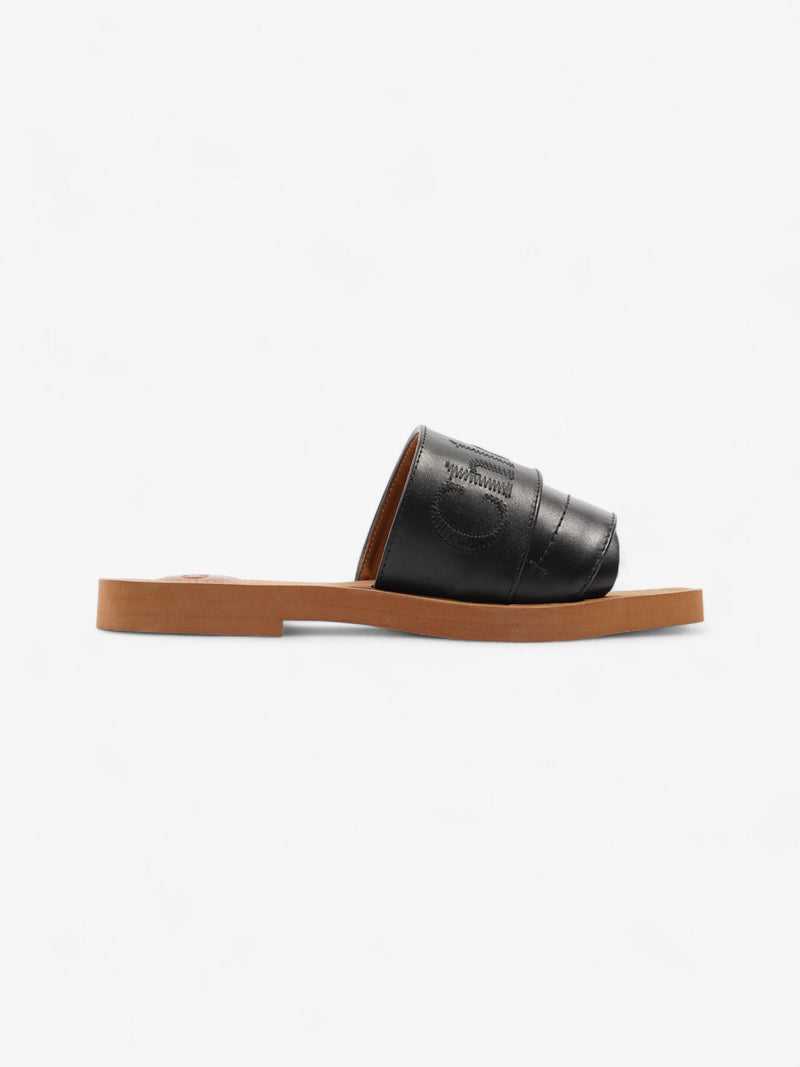  Chloe Woody Sandals Black Leather EU 37 UK 4