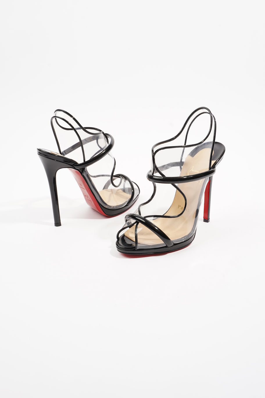 Christian Louboutin Aqua Ronda Heels Black PVC EU 38 UK 5 Image 9