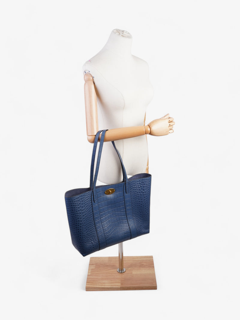  Mulberry Bayswater Tote Pale Navy Embossed Leather