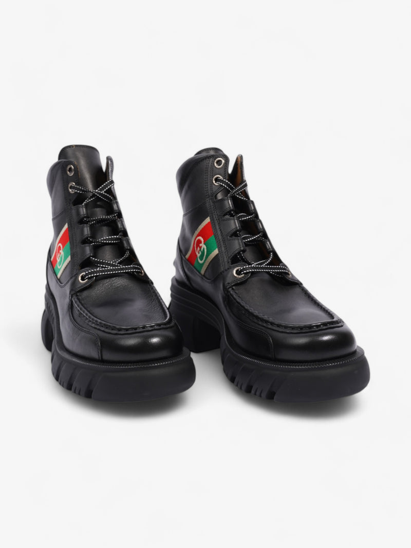  Gucci Interlocking GG Ankle Boots 65 Black / Red / Green Leather EU 42 UK 9