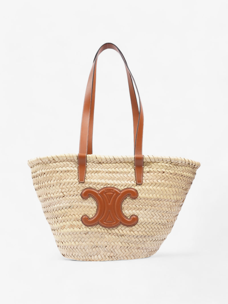  Celine Triomphe Classic Panier Natural / Brown Palm Leaves Medium